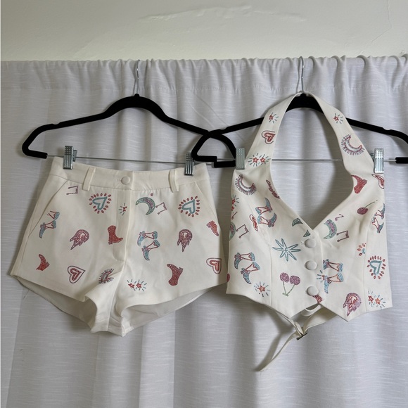 Nasty Gal Rhinestone Western Vest & Shorts Festival Stagecoach Outfit | Size 2 - Picture 6 of 17